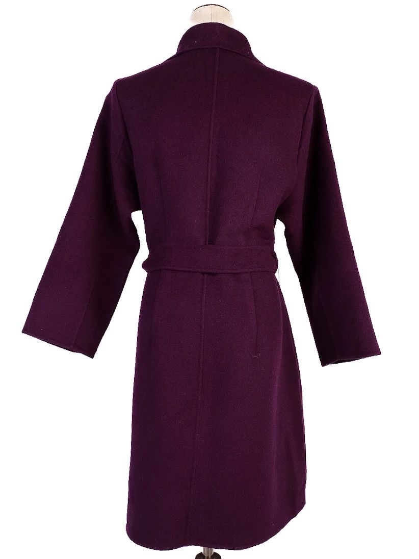max mara studio purple wool coat with belt cucito a mano