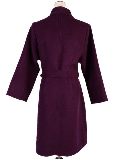Max Mara Studio Purple Wool Coat with Belt Cucito a Mano