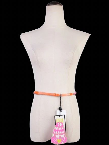 new by malene birger orange pink leather belt with embellishments