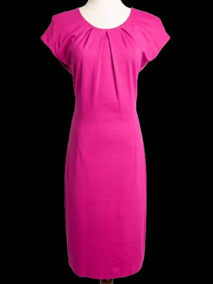 Good Escada Pink Polyester Dress Size M with Pleats & Zip Closure