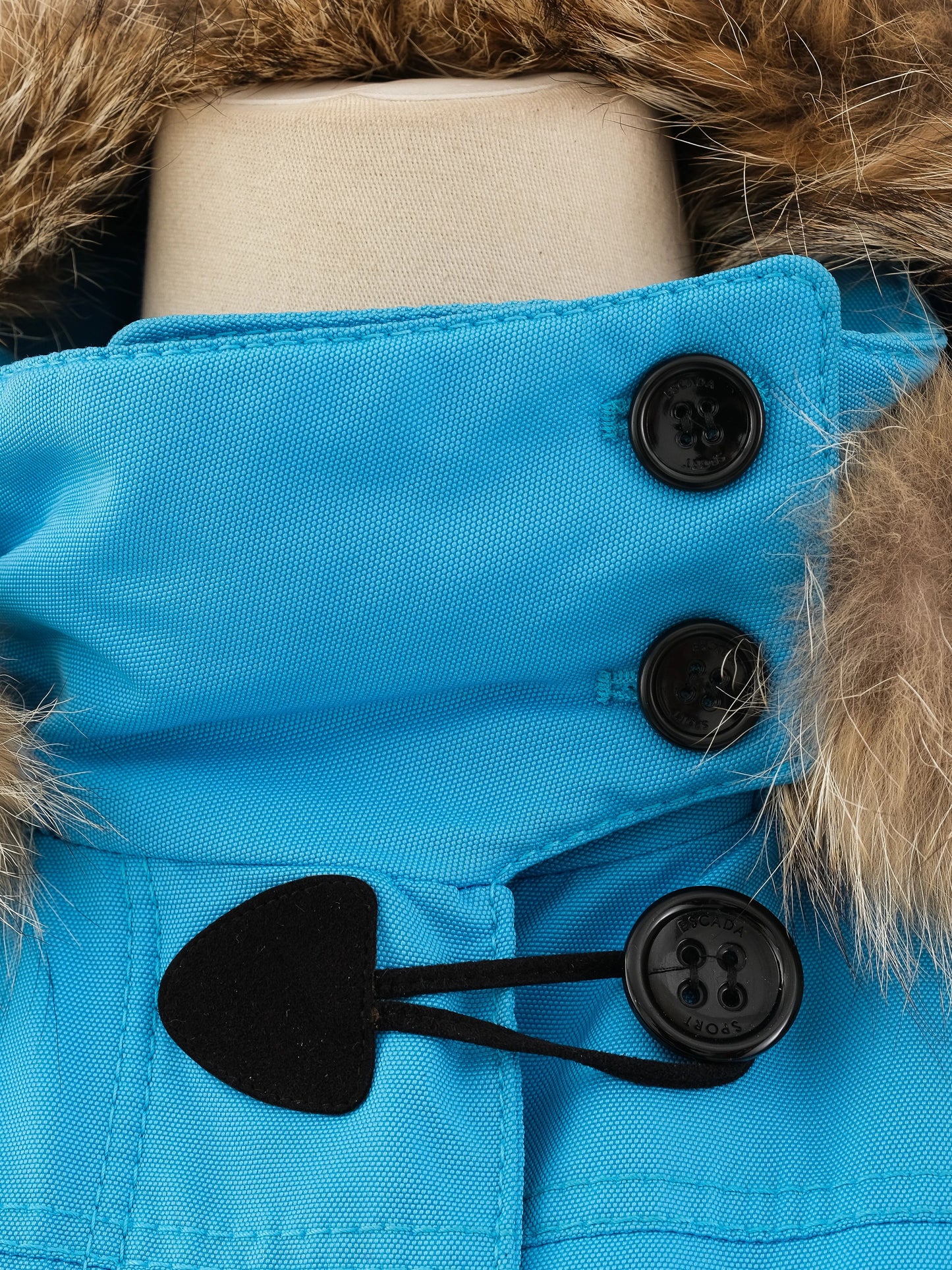 escada excellent condition blue nylon winter coat size l