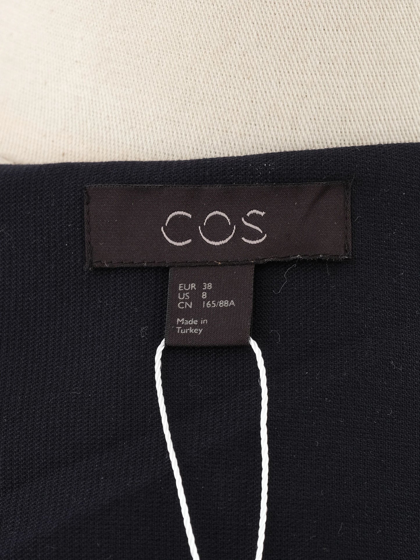 excellent cos women's blue cotton peplum top & asymmetrical skirt m
