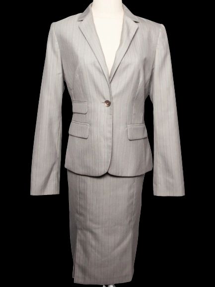 new calvin klein gray pinstripe skirt suit size 4