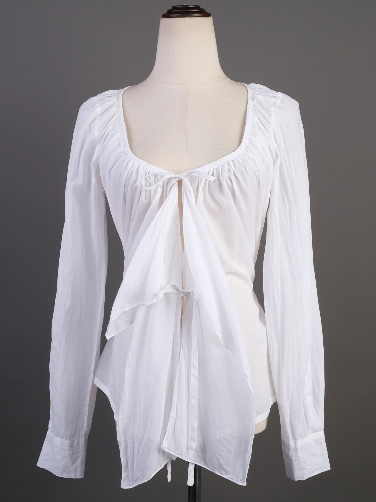 excellent plein sud white cotton blouse with tie front design