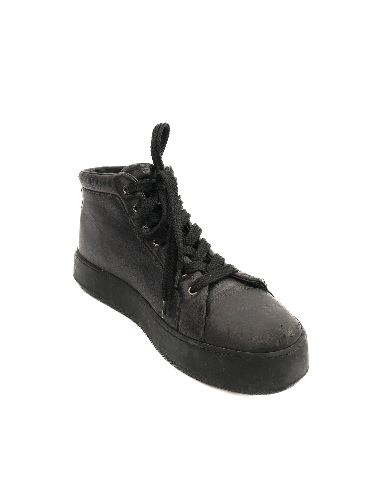 excellent max mara black leather sneakers size 36.5 women's