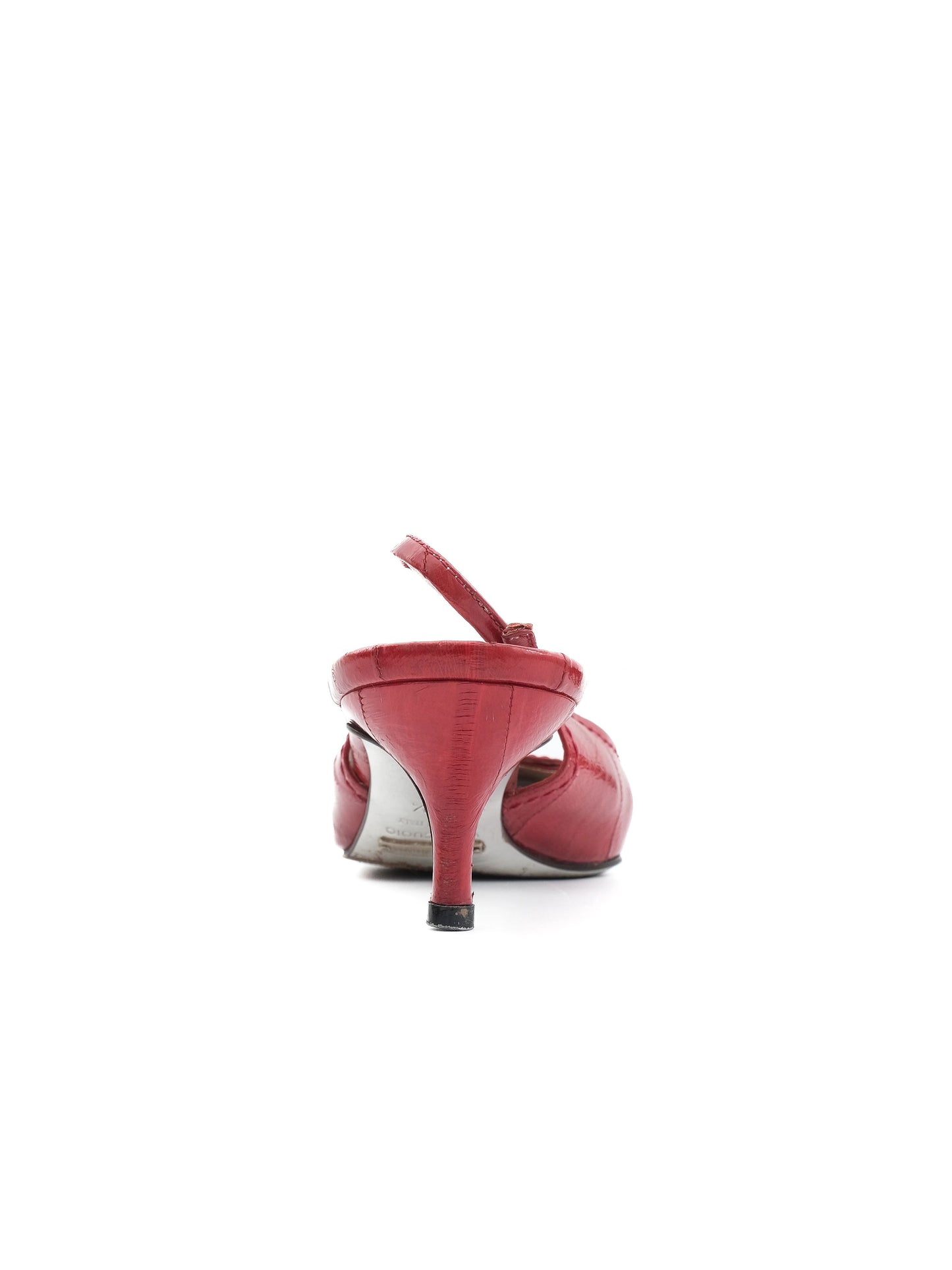 excellent dolce gabbana red leather slingback heels size 37.5