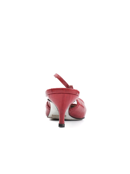 Excellent Dolce Gabbana Red Leather Slingback Heels Size 37.5