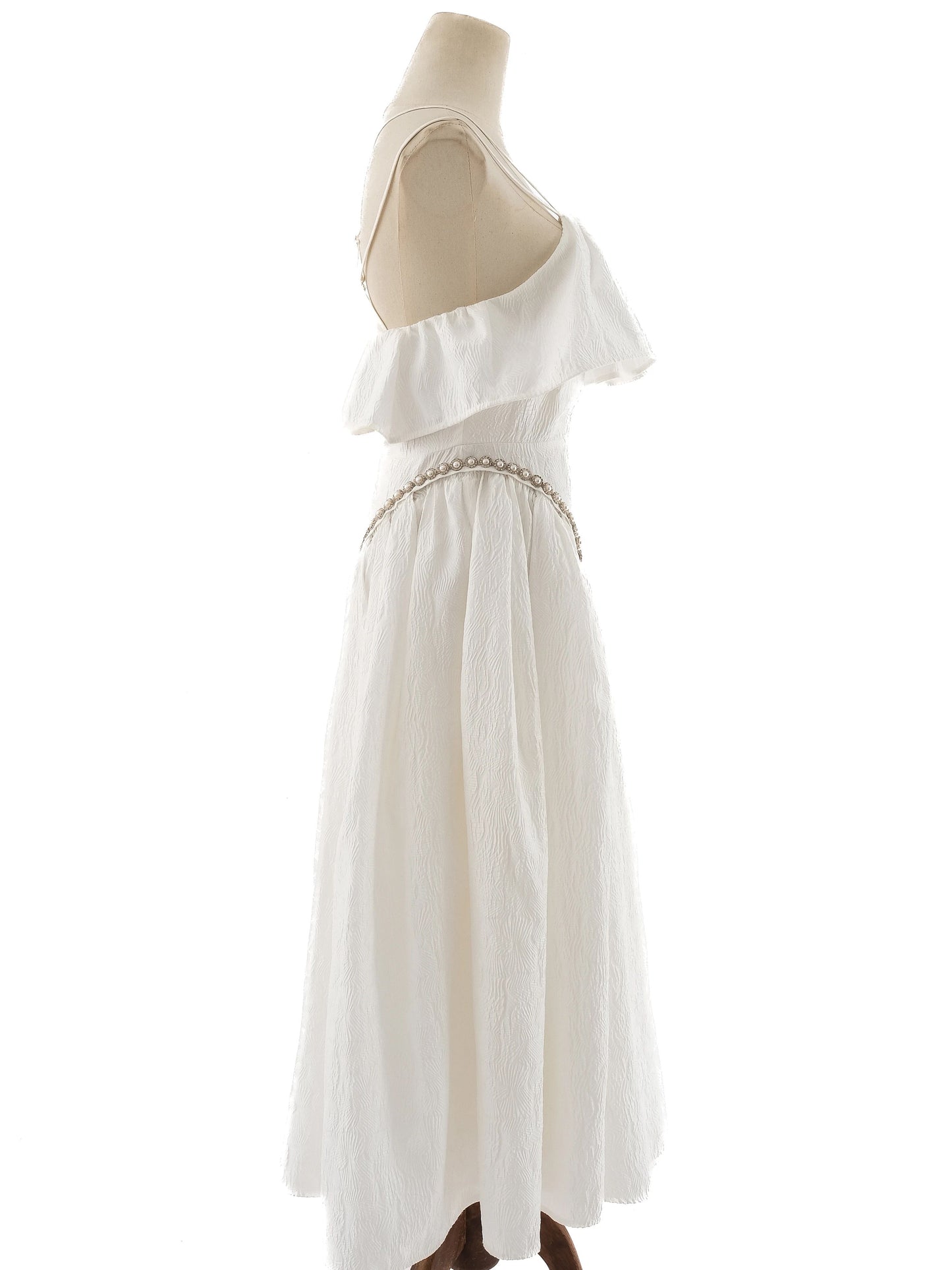 excellent self-portrait white a-line dress with spaghetti straps