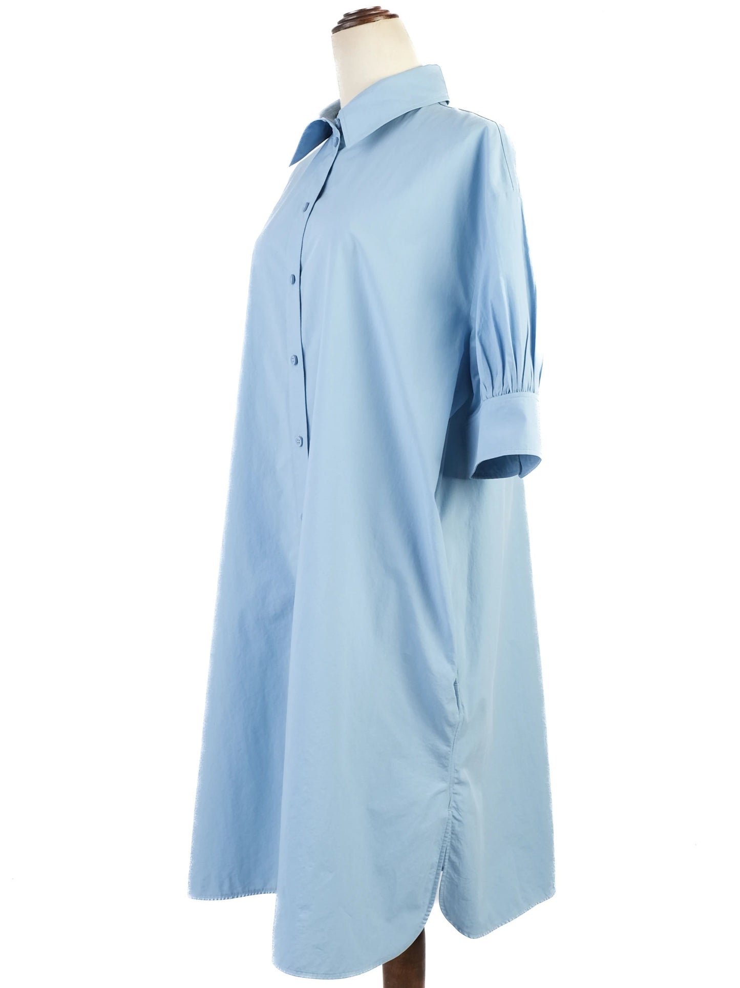 excellent cos light blue cotton button-down shirt dress size m