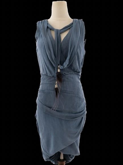 excellent elisabetta franchi blue sleeveless dress size xs