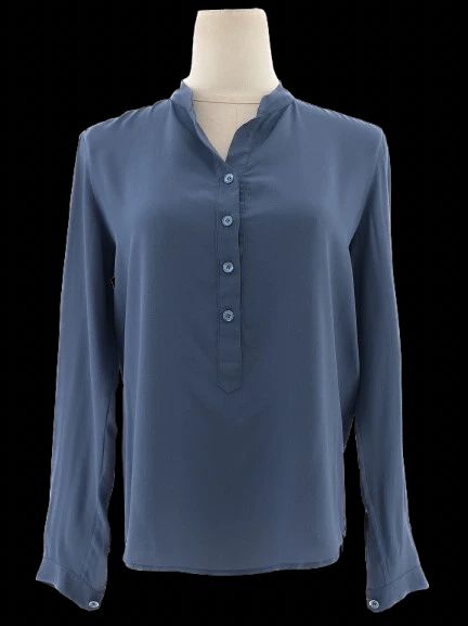 excellent stella mccartney blue silk blouse size xs long sleeve