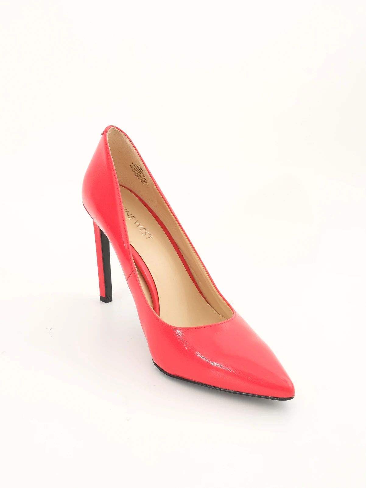 perfect nine west red leather high-heeled shoes stiletto size n/a