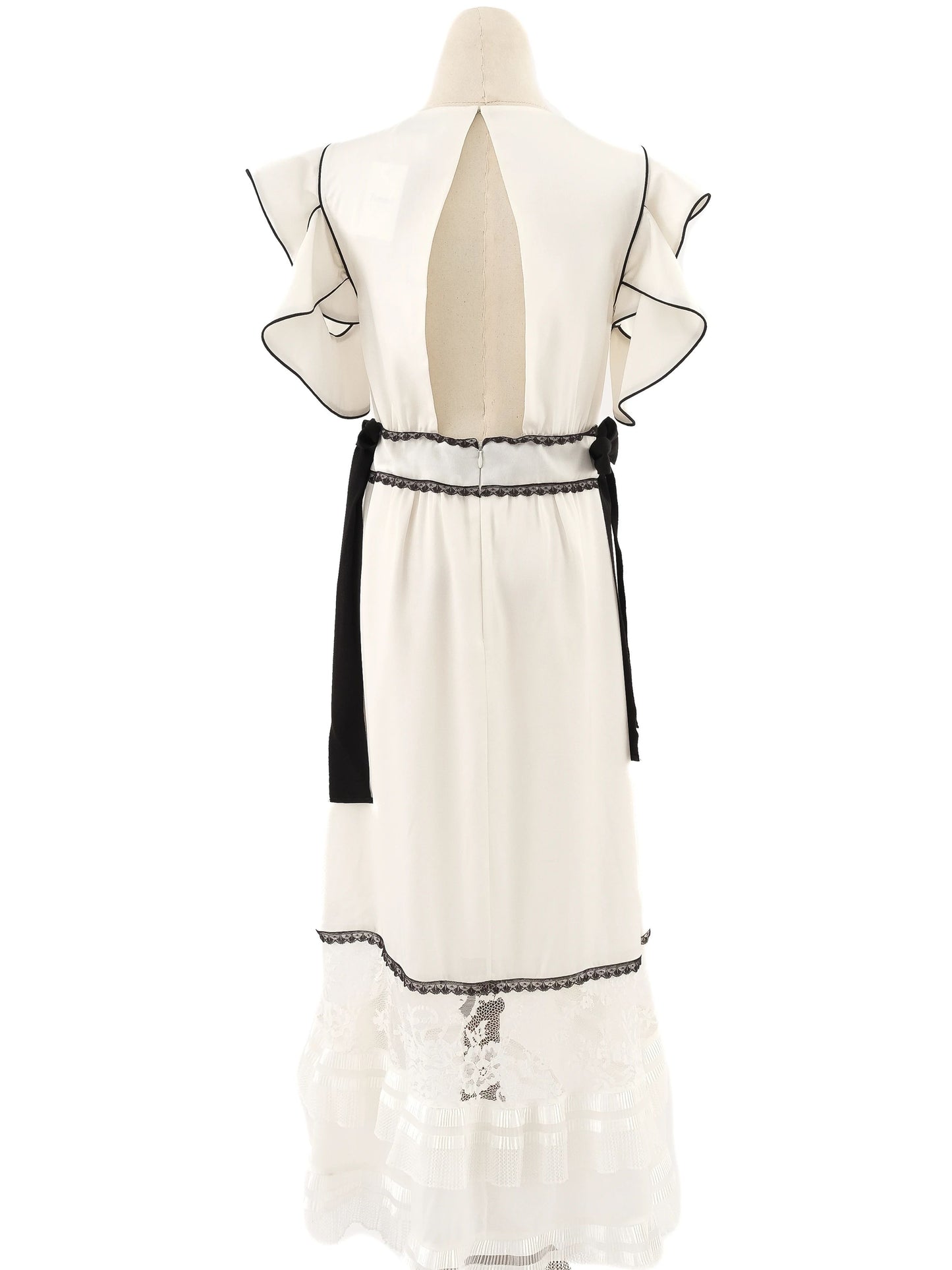self-portrait white dress with black details size s excellent condition