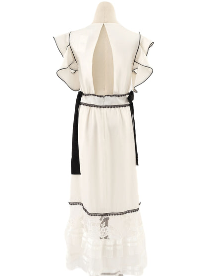 Self-Portrait White Dress with Black Details Size S Excellent Condition