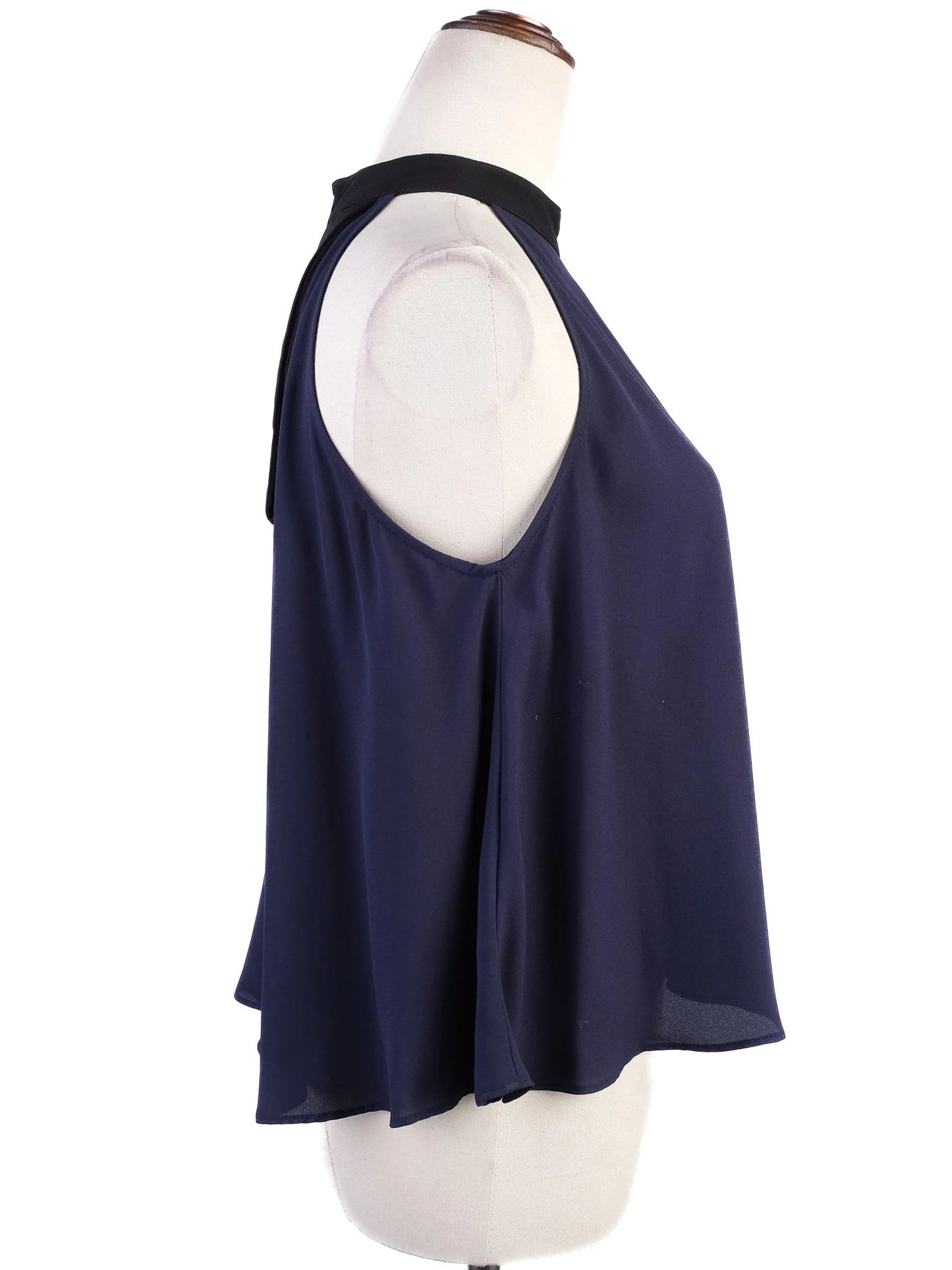 bcbgeneration blue halter top with black collar size xs - excellent condition