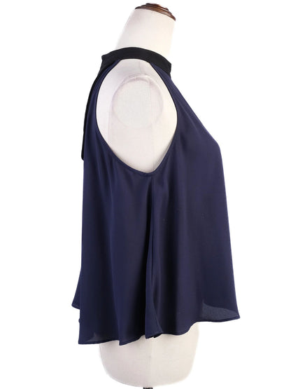 BCBGeneration Blue Halter Top with Black Collar Size XS - Excellent Condition