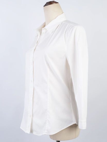 Excellent Prada White Nylon Button-Up Shirt Size L for Women