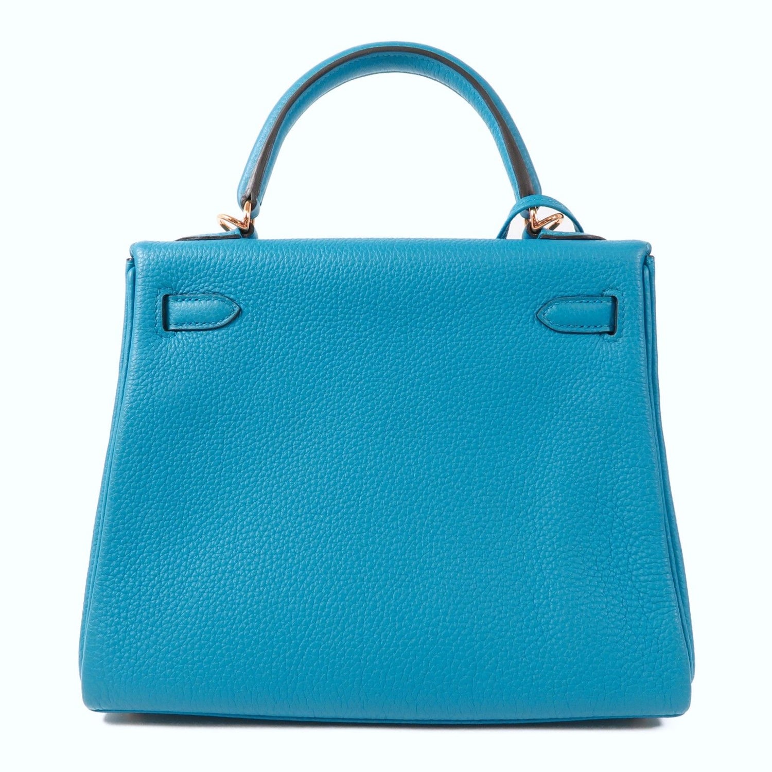 Hermes Togo Leather Kelly 25 Gold Hand-turned Shoulder And Back Bag Bleu Zanzibar 2way Shoulder Bag Blue Zanzibar Blue B