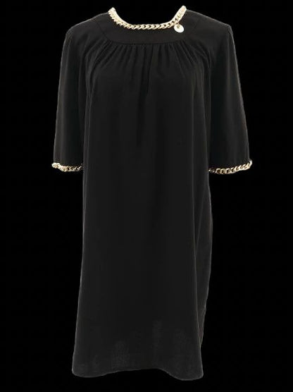 Excellent Elisabetta Franchi Black Dress Size L with Gold Chain Details