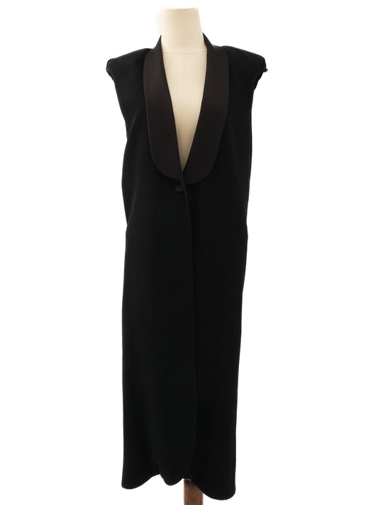 Excellent Lanvin Black Sleeveless Long Coat Size M Viscose