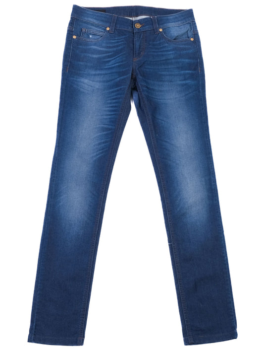 Excellent Gucci Blue Denim Jeans Size S with Embroidered Design
