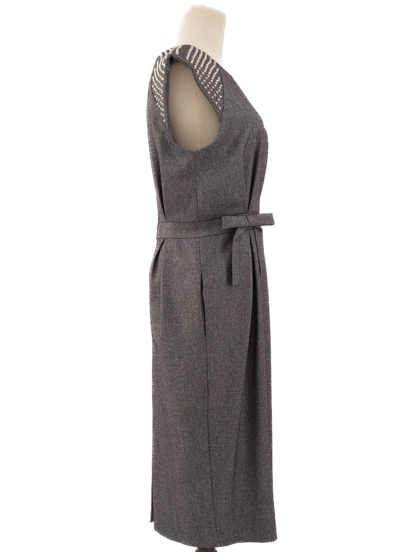 excellent thomas wylde gray sleeveless dress with embellished shoulders size l