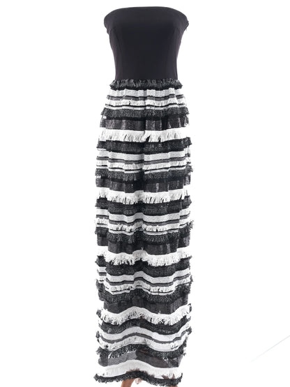 Atos Lombardini Strapless Dress Black White Size L Excellent Condition