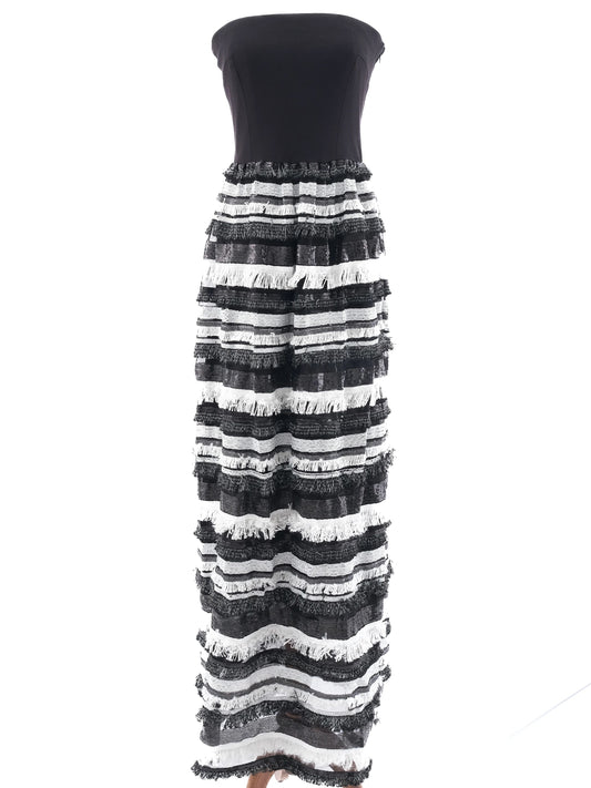 Atos Lombardini Strapless Dress Black White Size L Excellent Condition