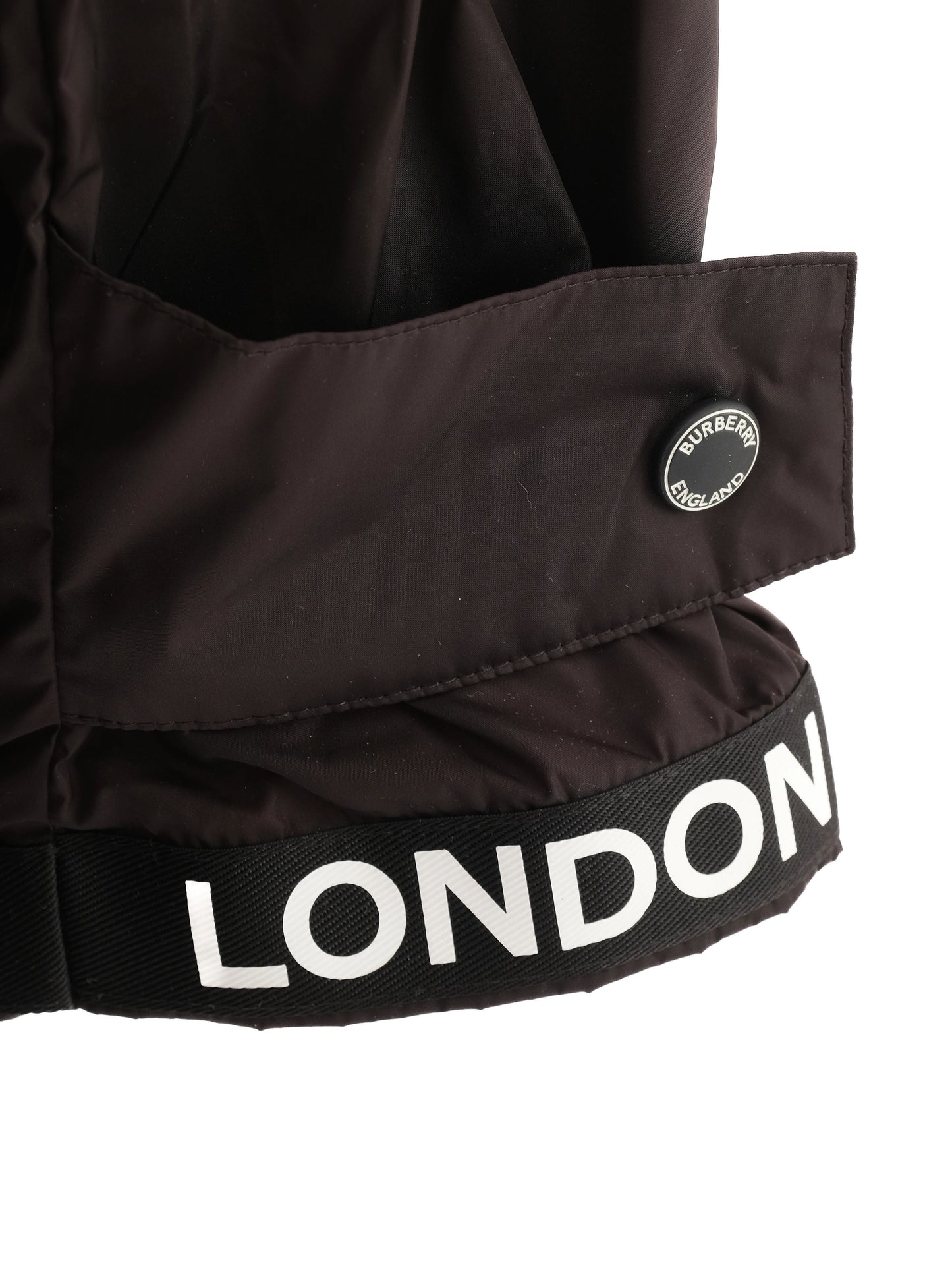 excellent burberry black hooded jacket size xl nylon women