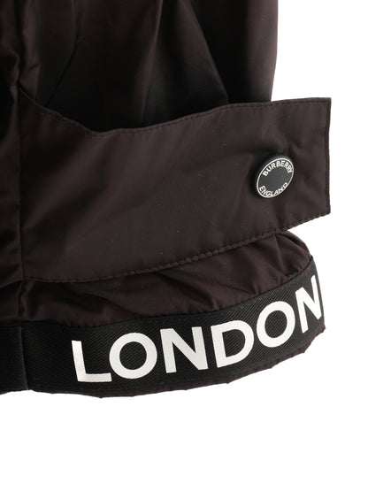 Excellent Burberry Black Hooded Jacket Size XL Nylon Women