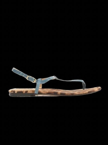 Excellent Dolce Gabbana Leather Sandals Size 38 Blue Leopard Print