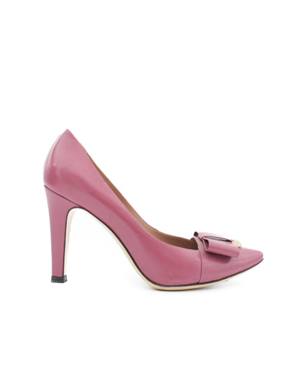 Excellent Emporio Armani Pink Leather High Heels Size 37.5 with Bow