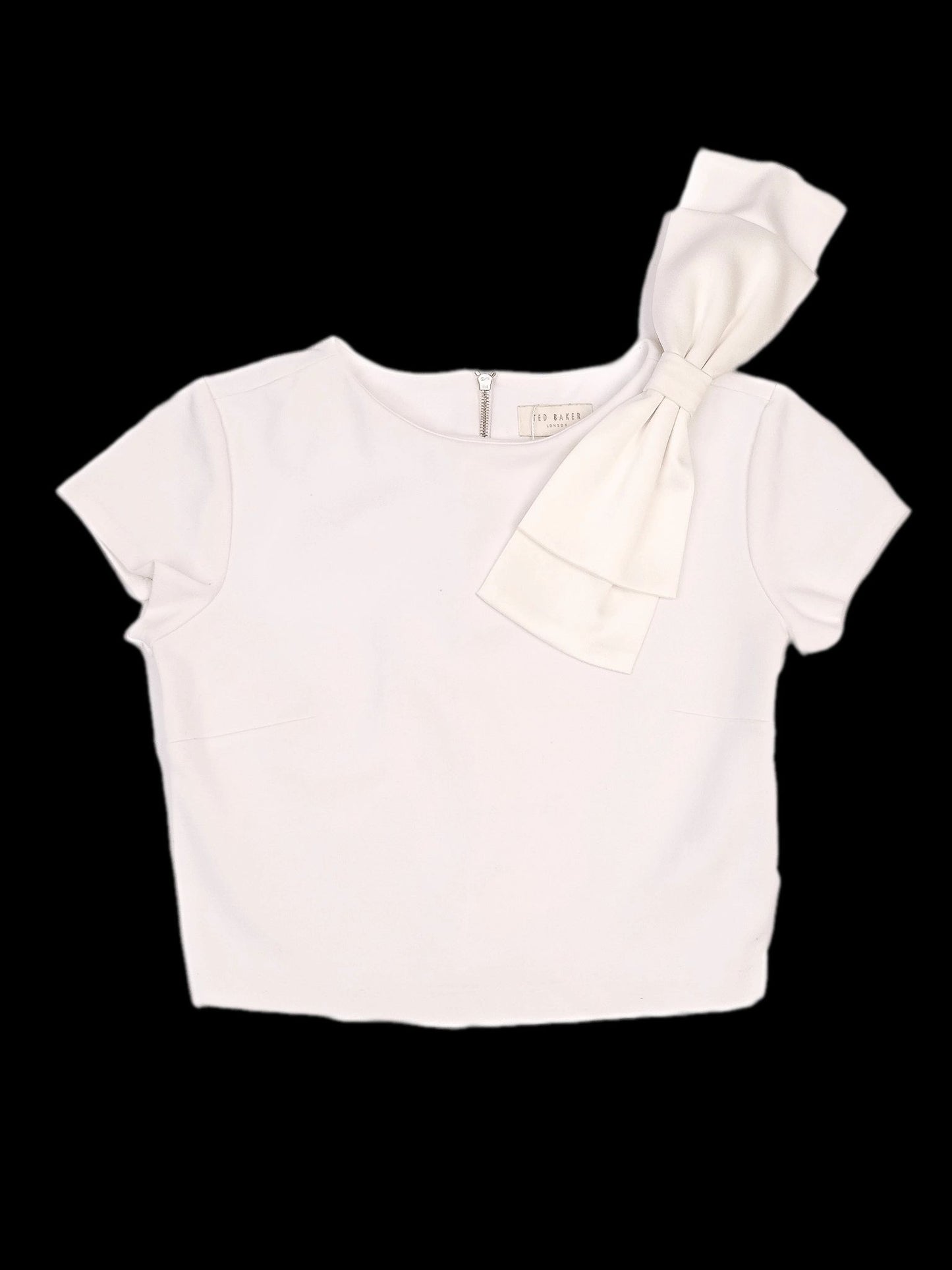 excellent ted baker white bow detail top xxs viscose women