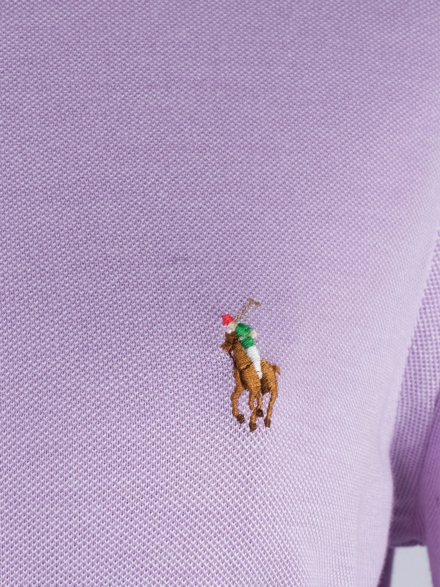excellent ralph lauren pink cotton button-up shirt size s