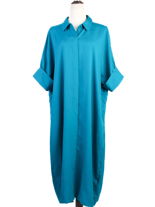 NEW Cos Teal Shirt Dress Long Sleeve Size M