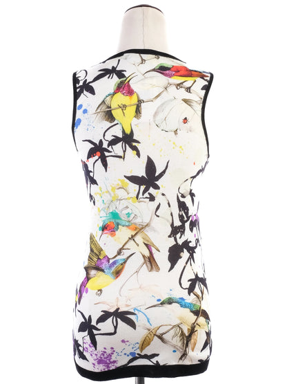 Excellent Roberto Cavalli Silk Sleeveless Top M Colorful Print