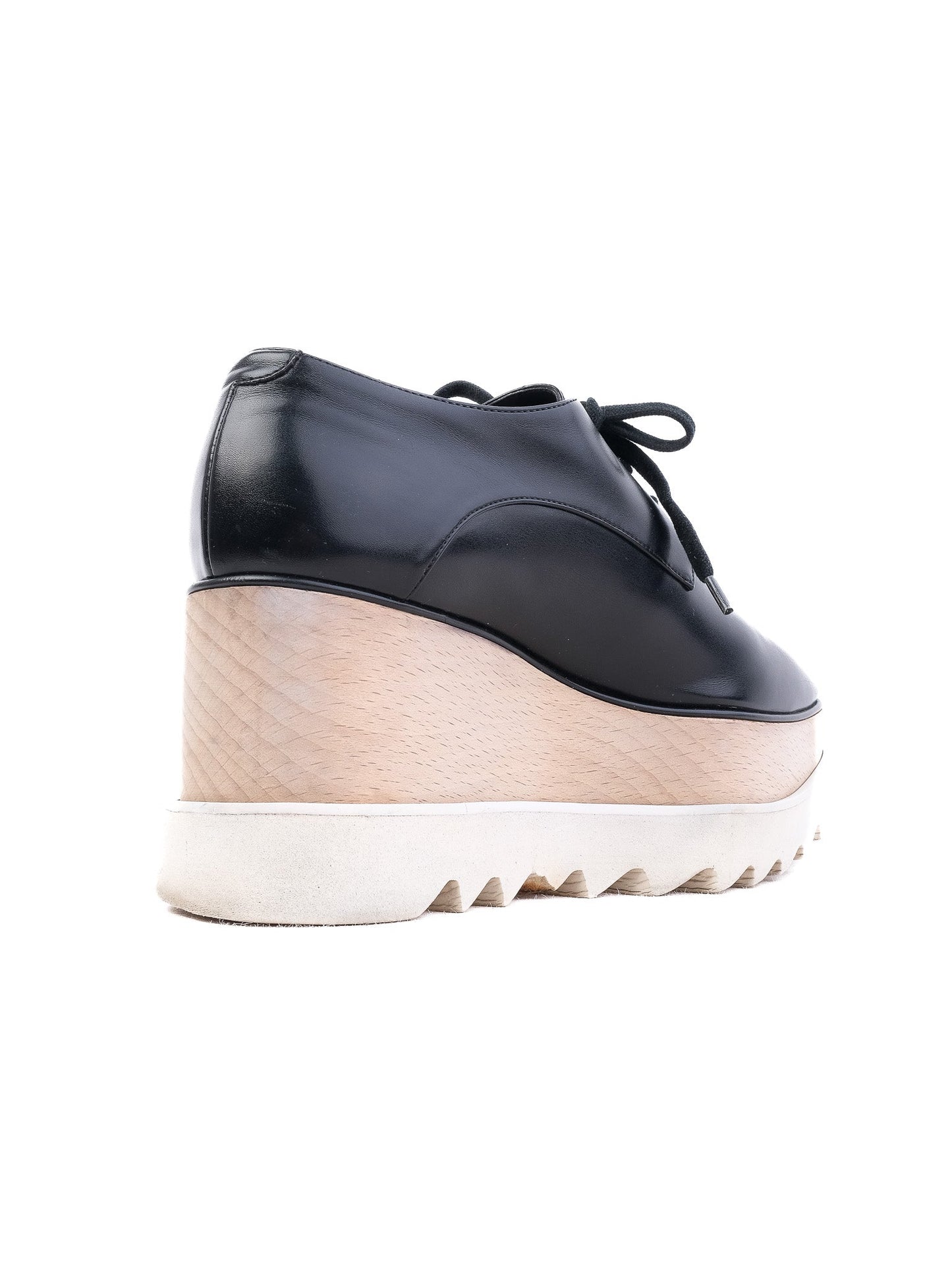 excellent stella mccartney black leather platform shoes size 36.5