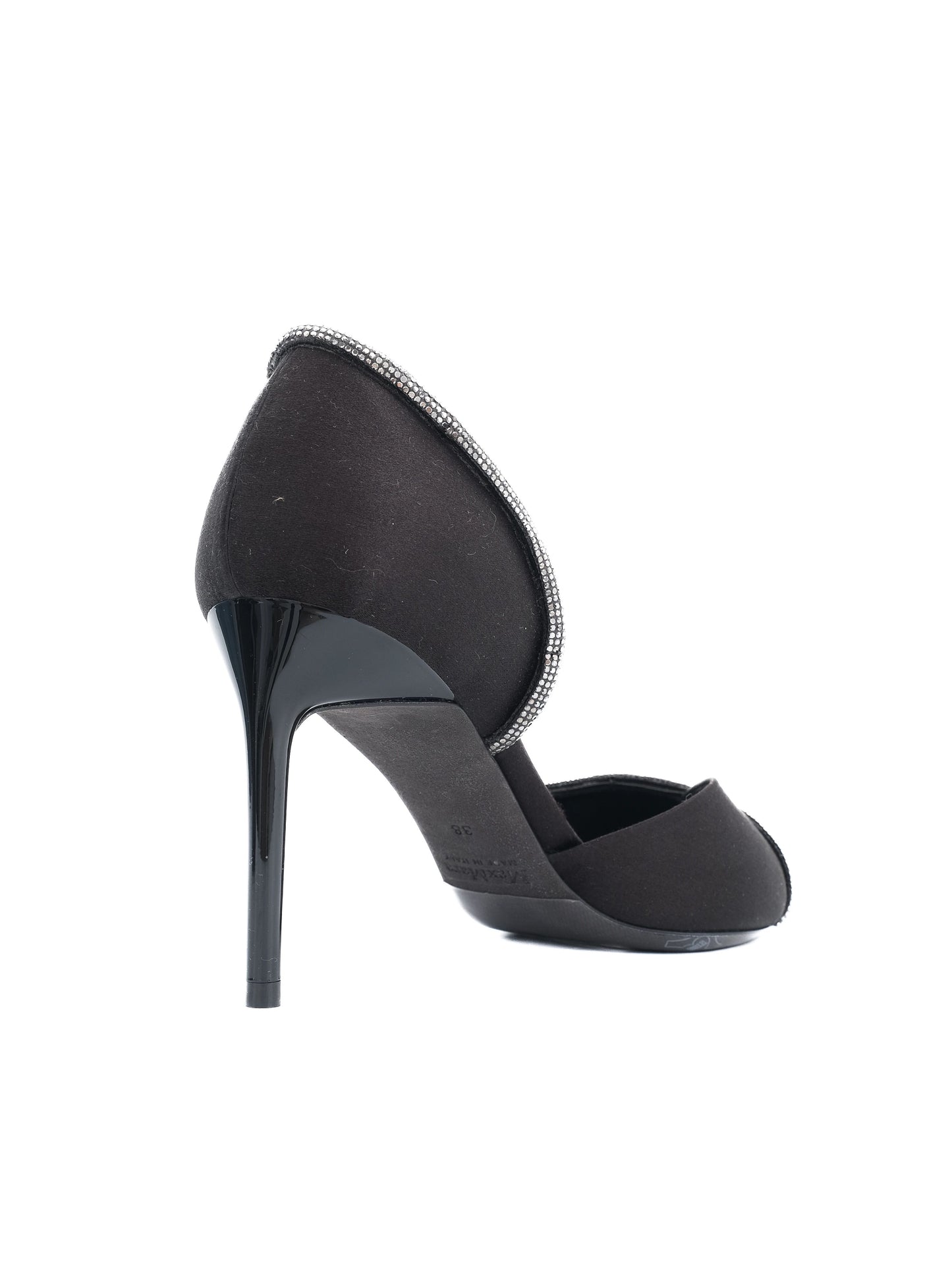 excellent max mara black high-heeled shoes size 38 rhinestones