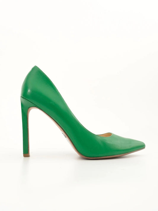 Excellent Nine West Green Leather High Heeled Stiletto Shoes Size 37.5