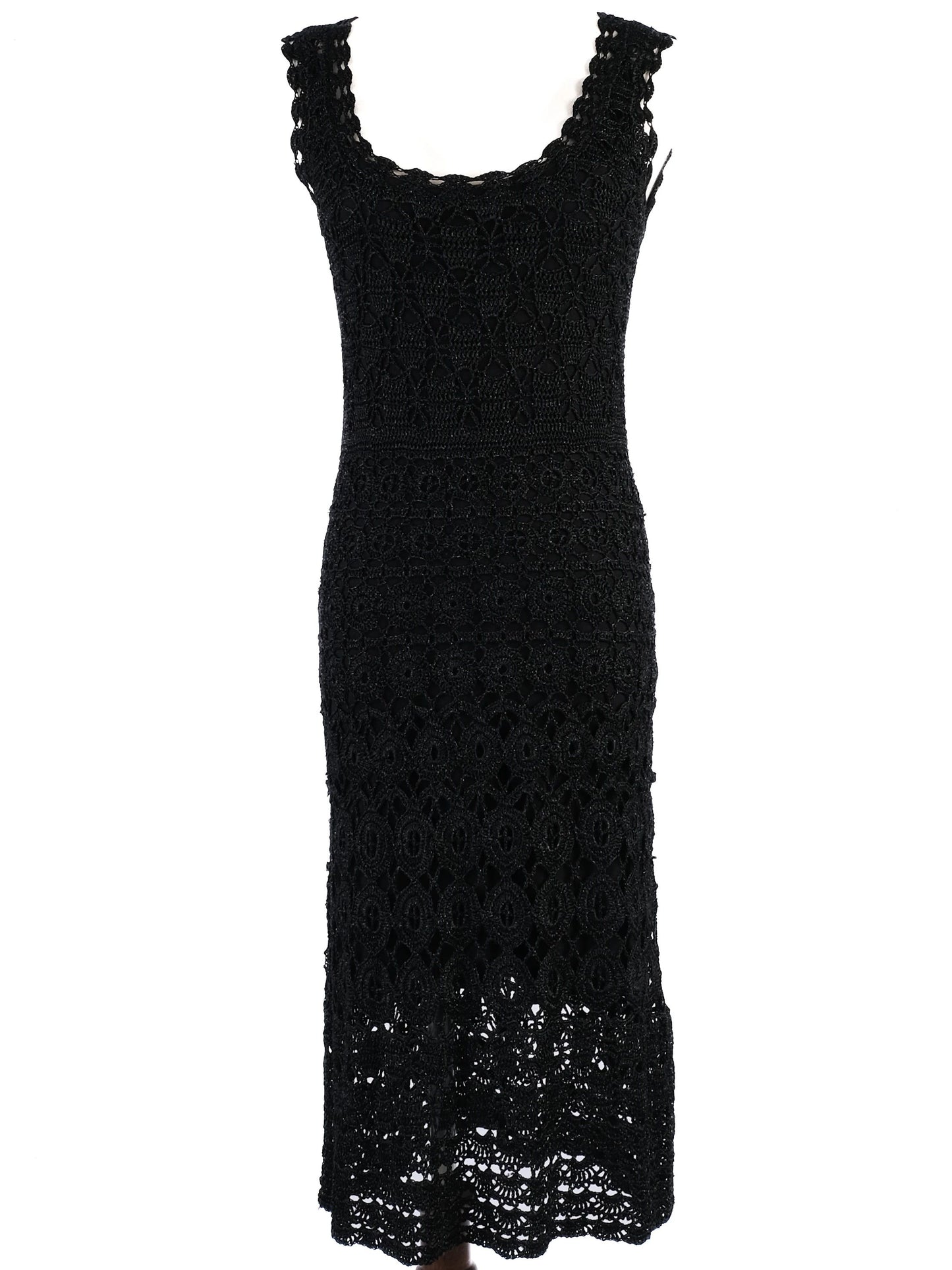 excellent laurel black crochet dress with shawl size s
