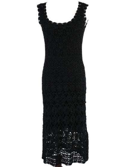 Excellent Laurel Black Crochet Dress with Shawl Size S