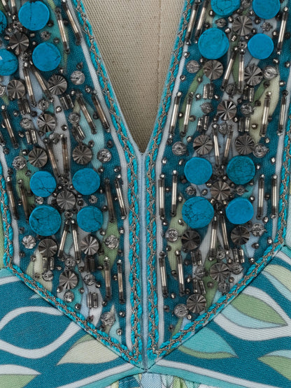 NEW Emilio Pucci Long Sleeveless Dress Size L Combined Viscose