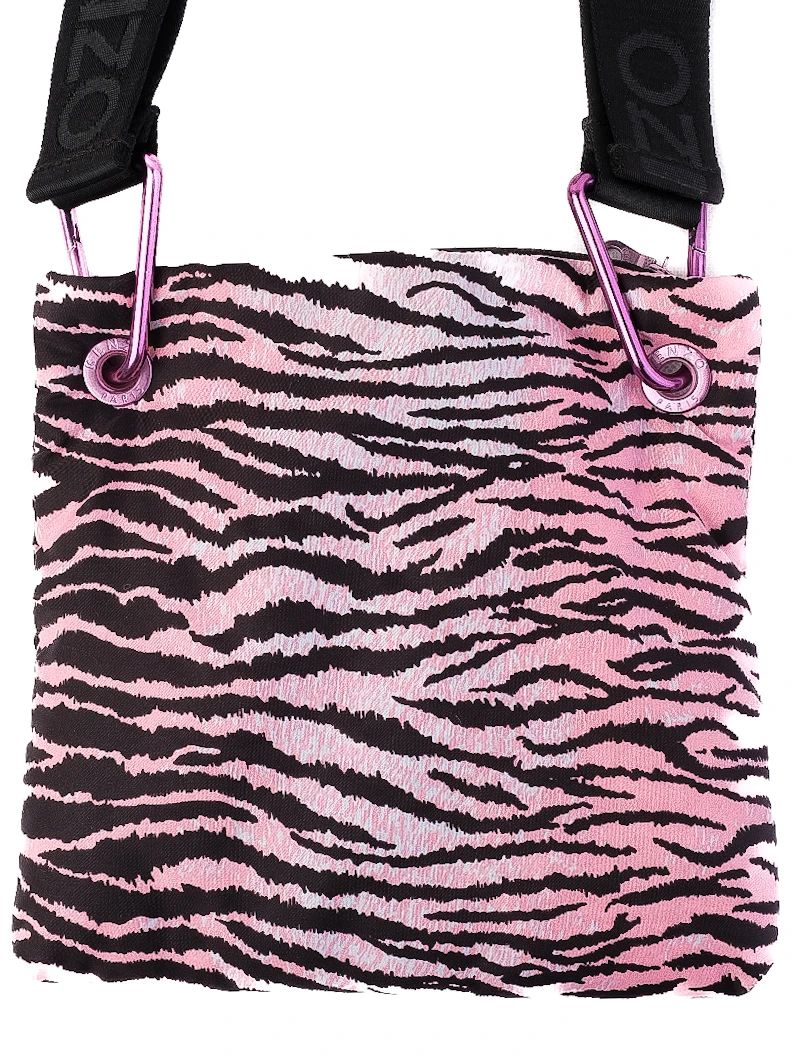 excellent kenzo & h&m pink black tiger print bag with embroidered strap