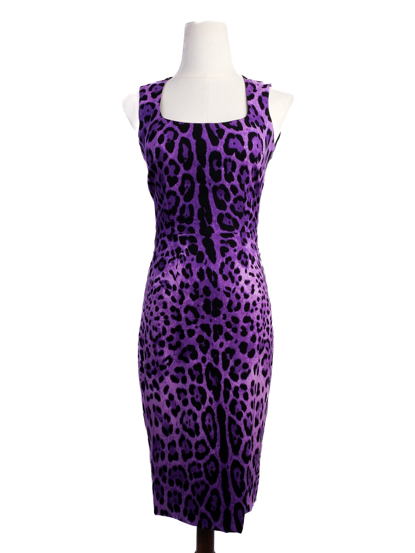 excellent dolce gabbana purple leopard print silk dress size xs