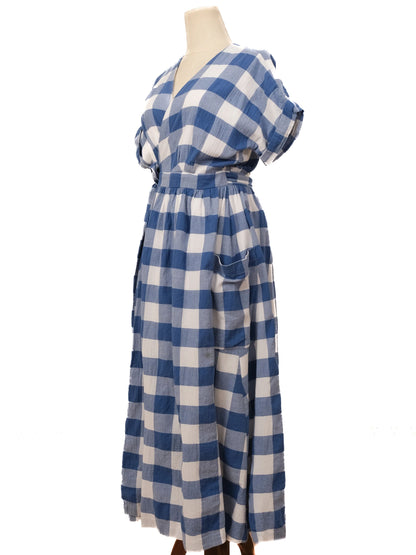 Perfect Mara Hoffman Blue Checkered Dress Wrap Style Size Unknown