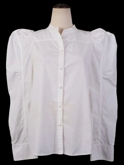 excellent chloe white cotton blouse size l with mandarin collar