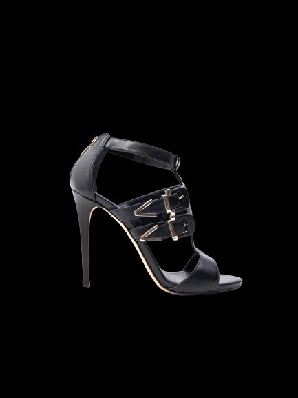 Excellent Gianmarco Lorenzi Black Leather High Heel Sandals Size 36.5