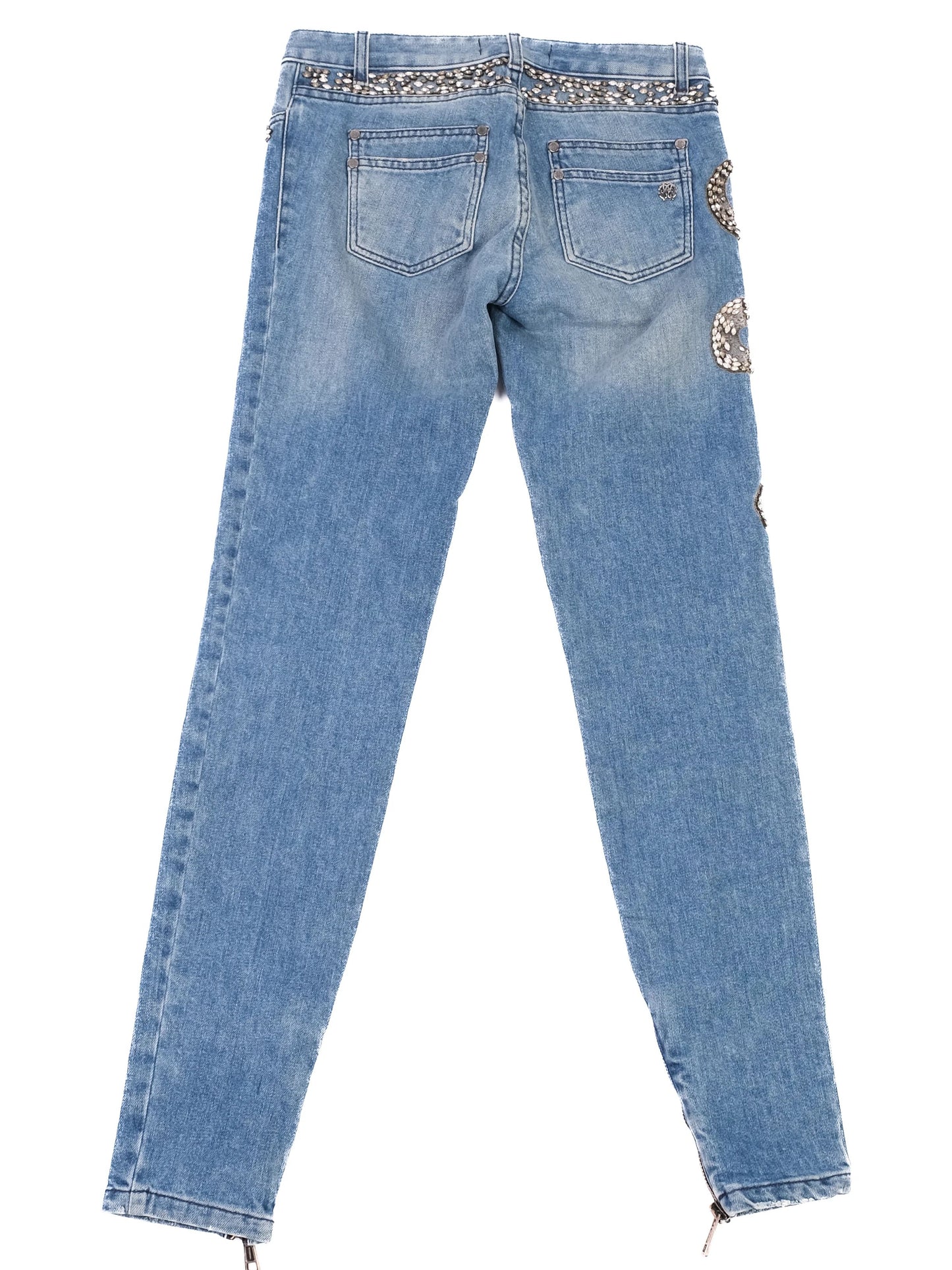 excellent roberto cavalli blue jeans with sequin embellishments size s