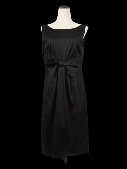 excellent moschino black nylon sleeveless dress size l with bow