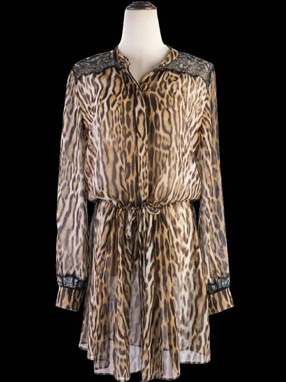 Roberto Cavalli Silk Animal Print Dress Size M Excellent Condition